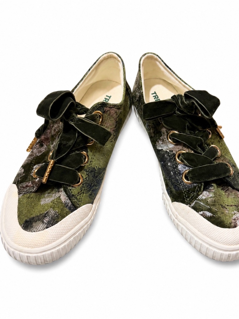 Tretorn MarleyX4 Velvet Camo Floral Python Sneakers Olive Green Gold  7